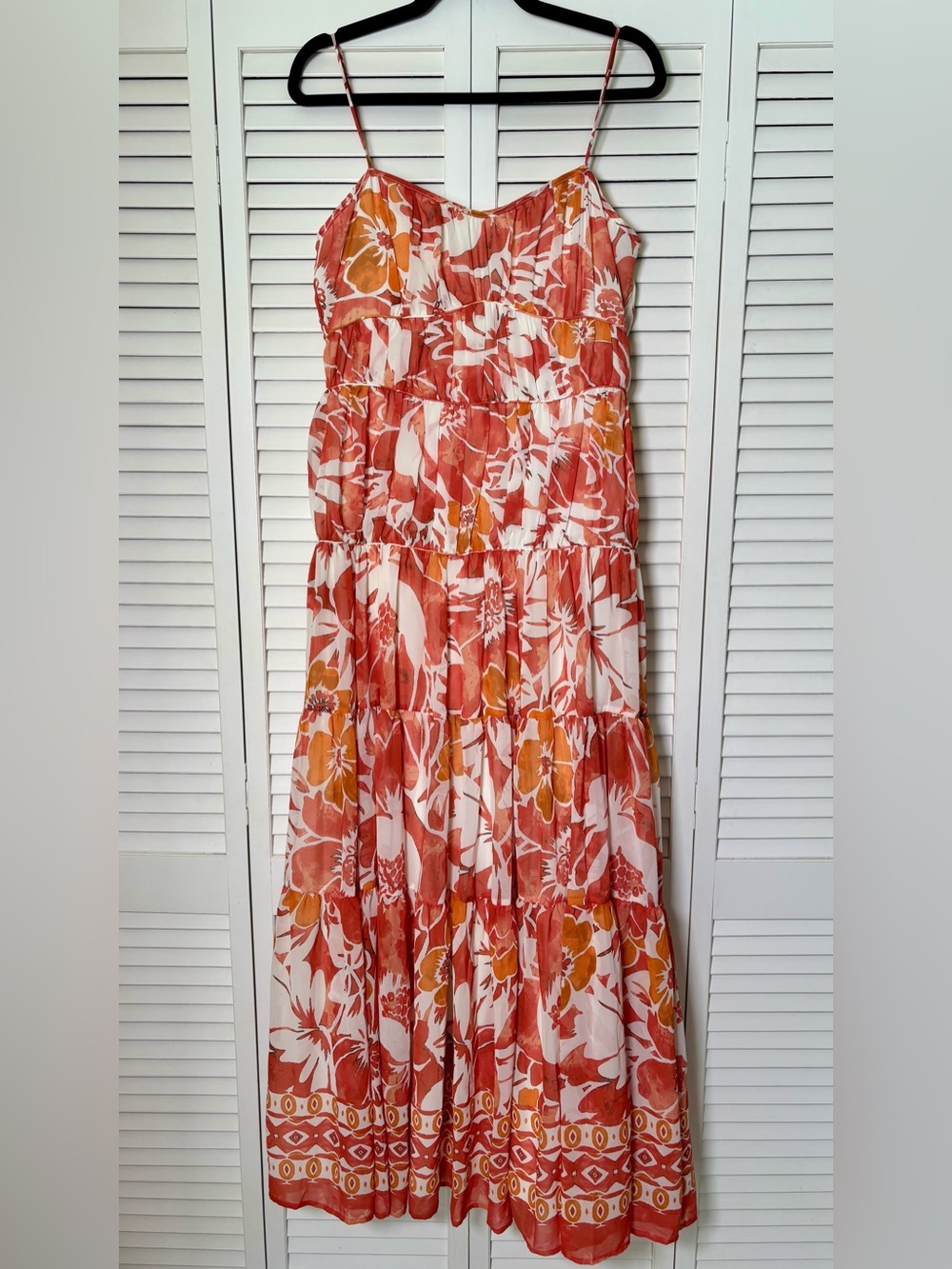 NWT AVEC LES FILLES Tropical Floral Coral Resort Anthropologie Sundress 10 - Picture 2 of 6